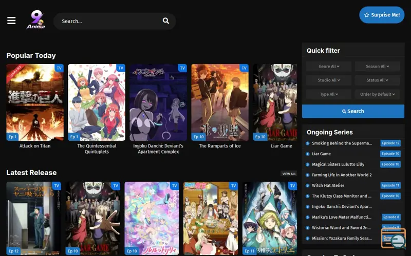 Screenshot of 9anime