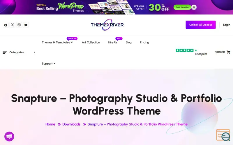 Screenshot of Photography WordPress Website Theme