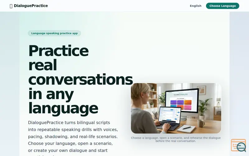 Screenshot of DialoguePractice