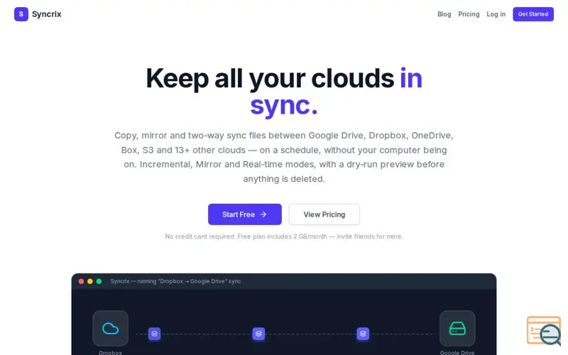 Screenshot of Syncrix - Sync Your Cloud Storage