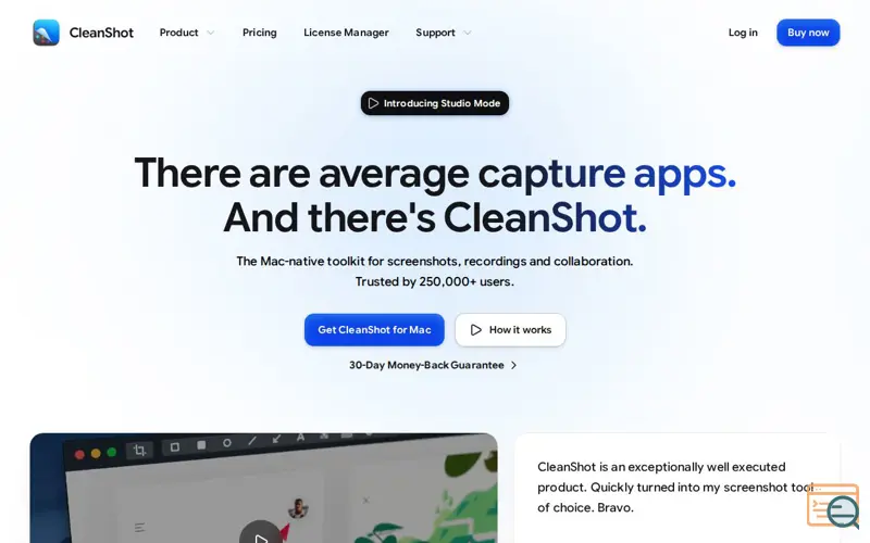 Screenshot of CleanShot 5.0 with Studio Mode