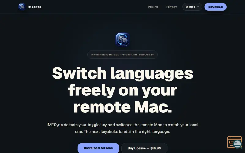 Screenshot of IMESync