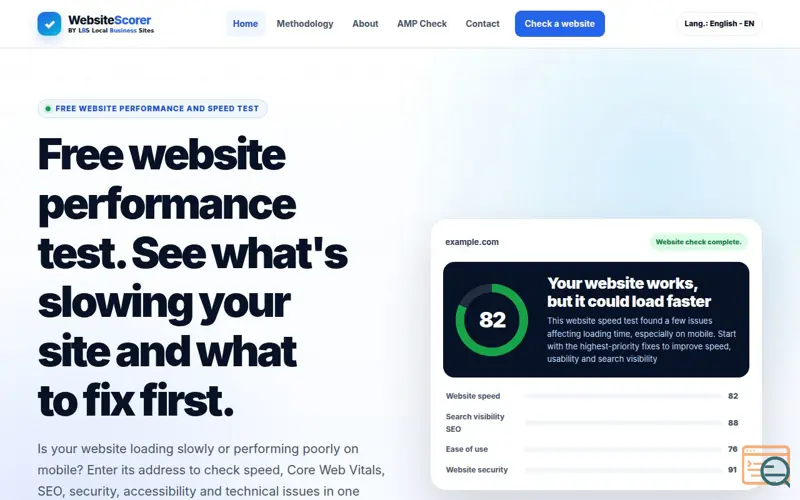 Screenshot of Free Website Speed Test & Website Checker | WebsiteScorer