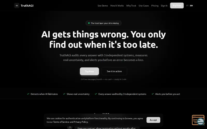 Screenshot of truthagi.ai