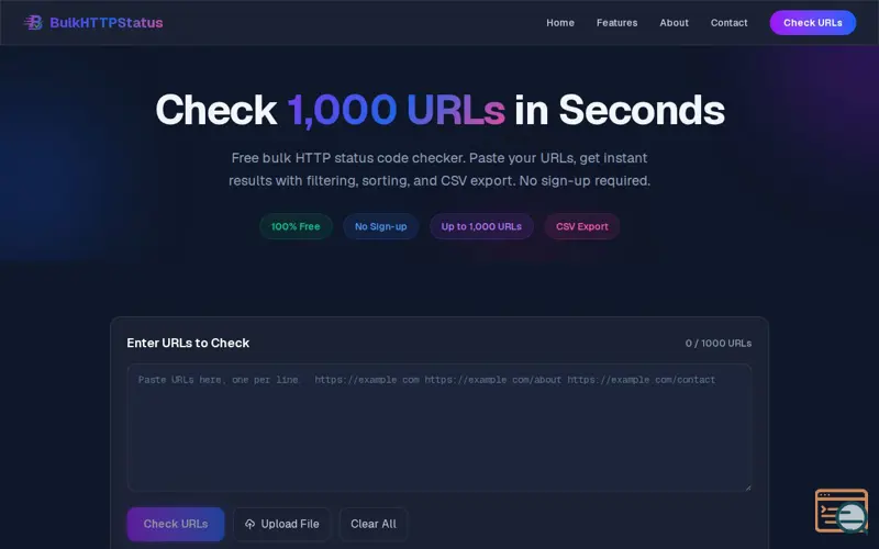 Screenshot of BulkHTTPStatus