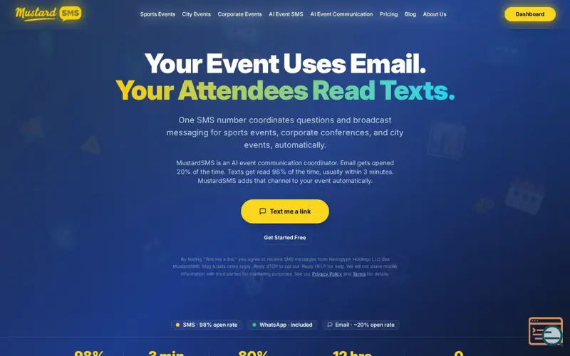 Screenshot of MustardSMS, a launch using Telnyx