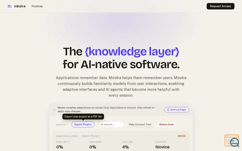 Screenshot of mindra — The experience intelligence layer for interfaces