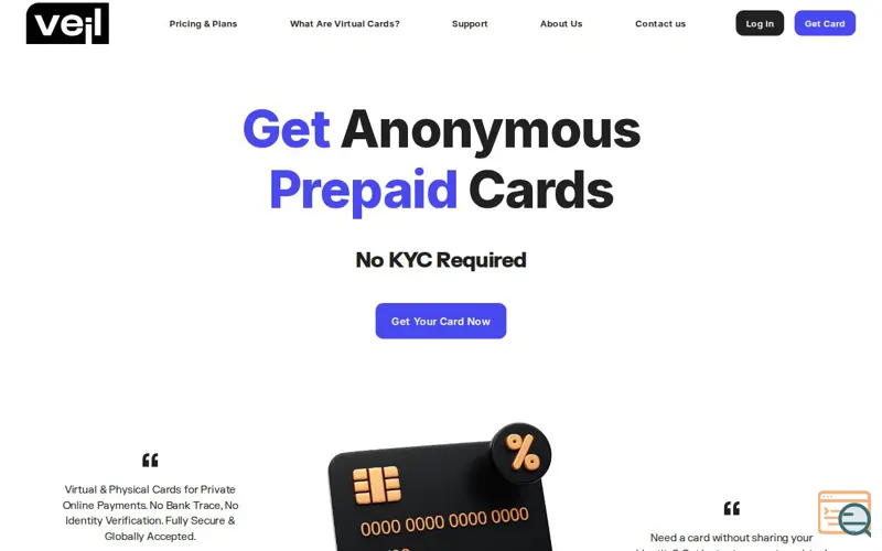 Screenshot of Veil Cards