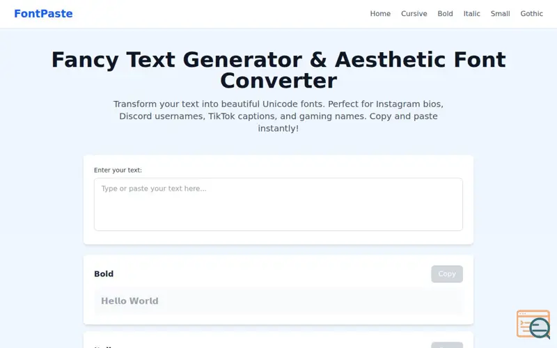 Screenshot of FontPaste