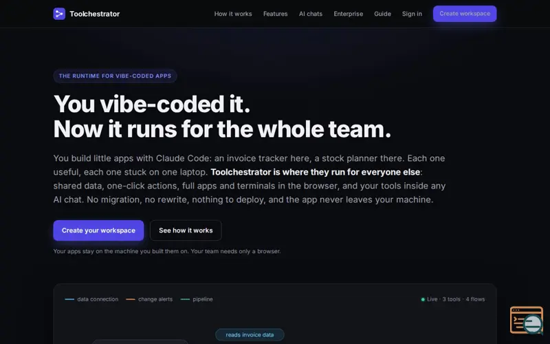 Screenshot of Toolchestrator
