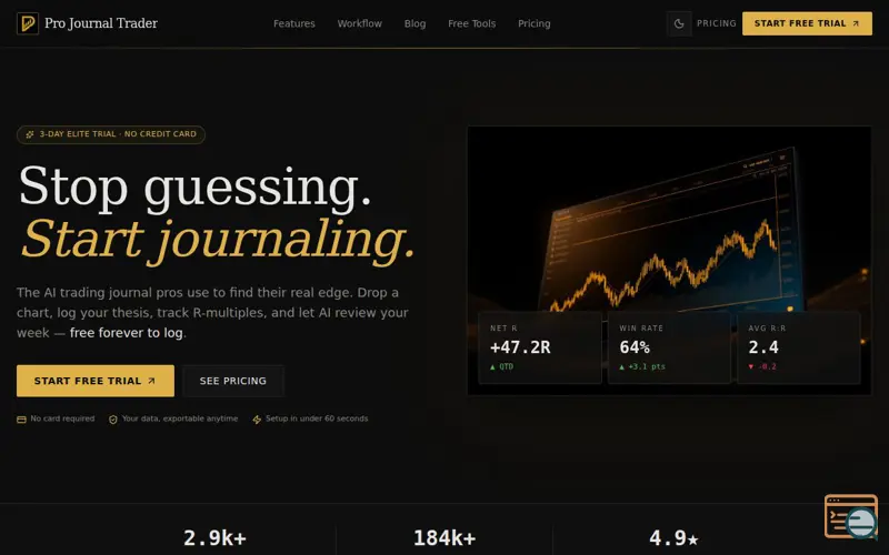 Screenshot of Pro Journal Trader — Trade Logbook
