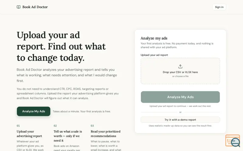 Screenshot of Book Ad Doctor