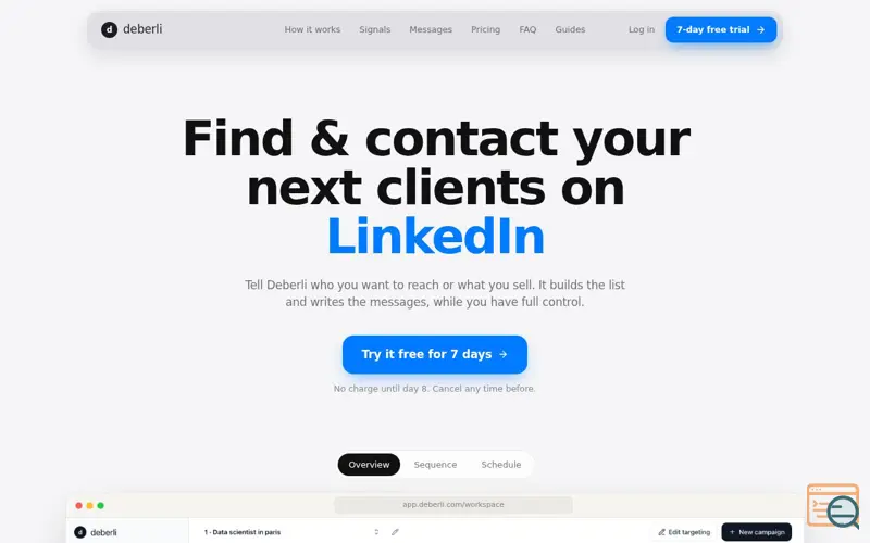 Screenshot of Deberli | Outreach Automation Platform