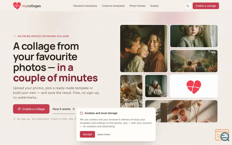 Screenshot of MyCollages