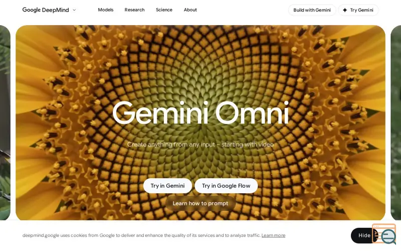 Screenshot of Gemini Omni, a launch using Google App Engine