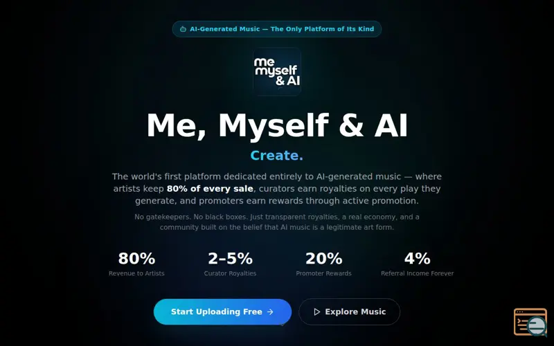 Screenshot of Me, Myself & AI - Music Platform