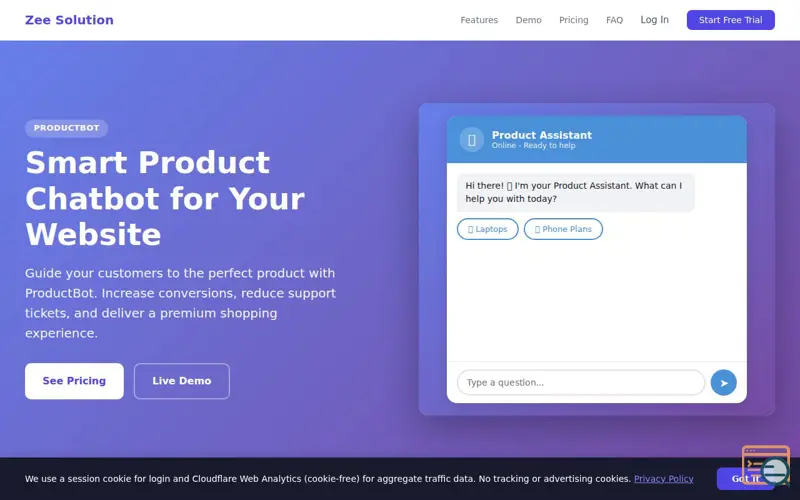 Screenshot of ProductBot by Zee Solution