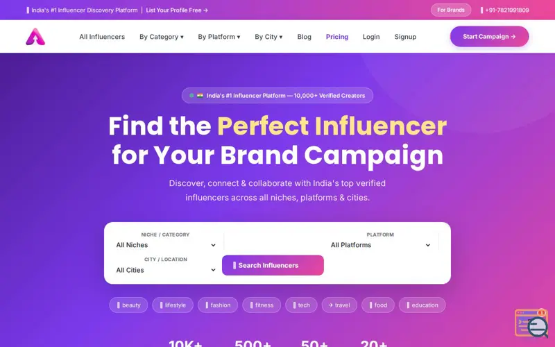 Screenshot of Adda Influencer