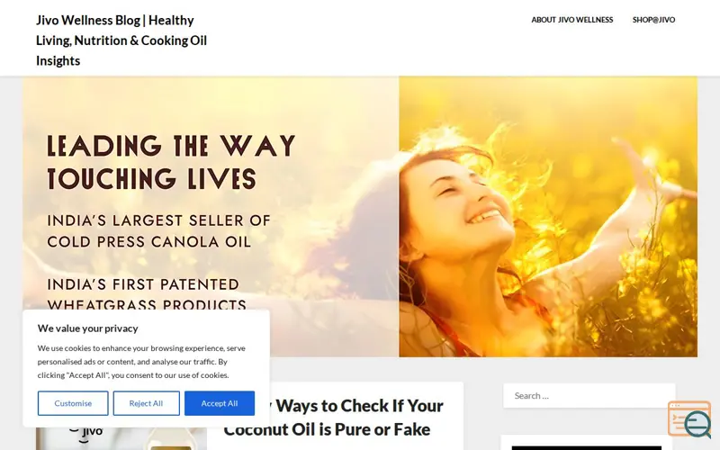 Screenshot of Jivo Wellness Blogs