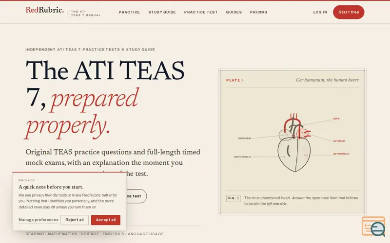 Screenshot of RedRubric