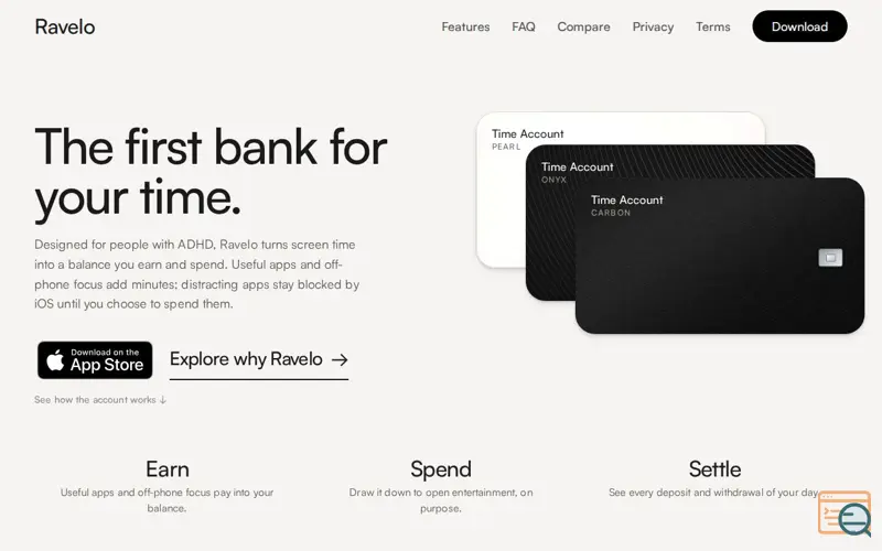Screenshot of Ravelo — The First Bank for Your Time