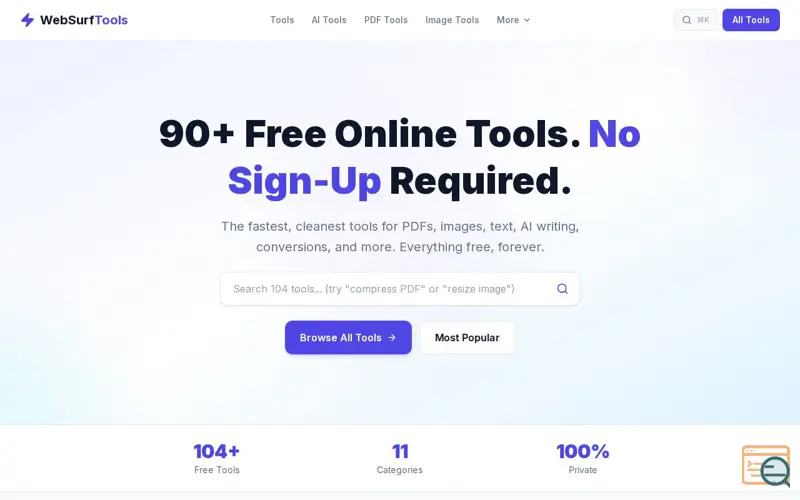 Screenshot of WebSurfTools.com, a launch using LanguageTool