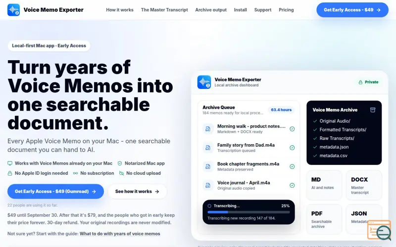 Screenshot of Voice Memo Exporter 