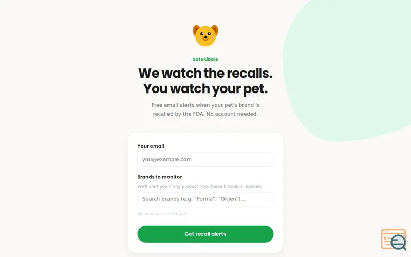 Screenshot of SafeKibble