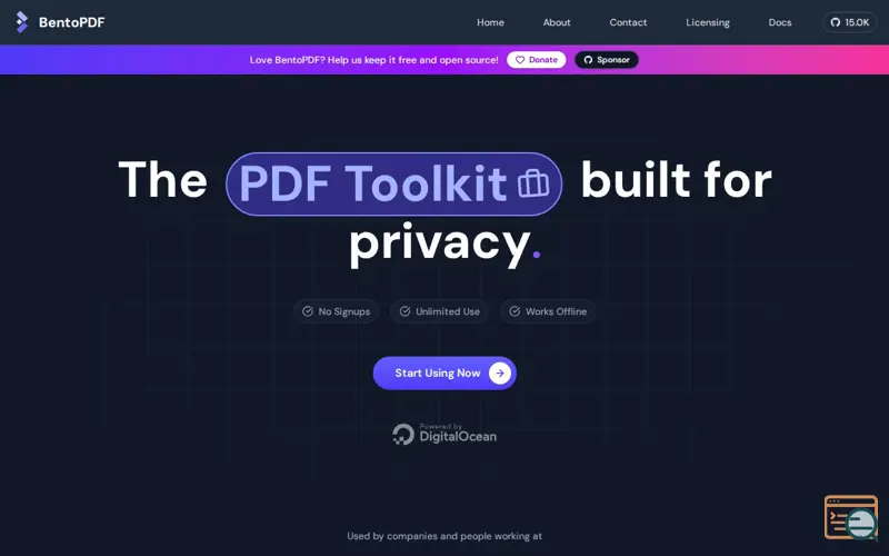 Screenshot of Bentopdf
