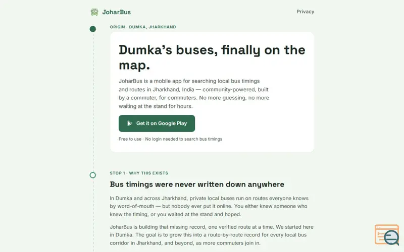Screenshot of JoharBus