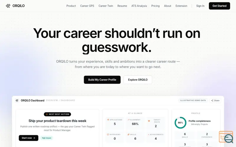 Screenshot of ORQILO | AI Career Companion & Tools