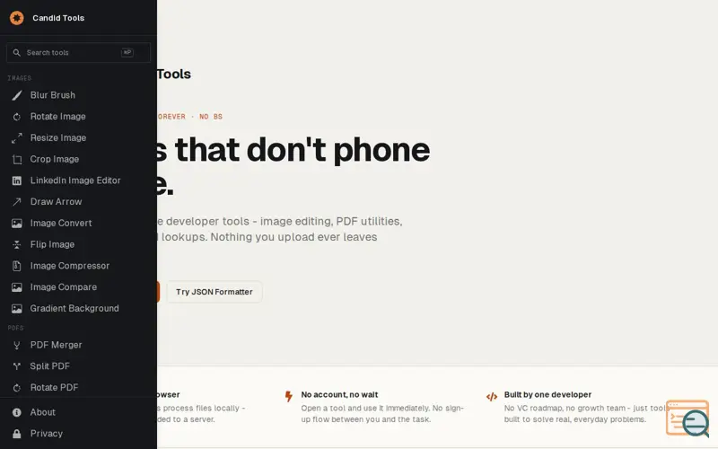 Screenshot of Candid Tools