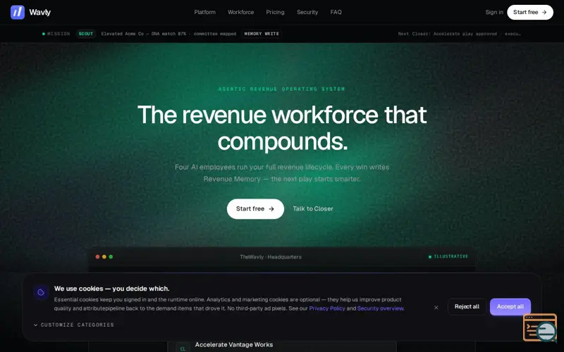Screenshot of Wavly — Agentic Revenue Operating System