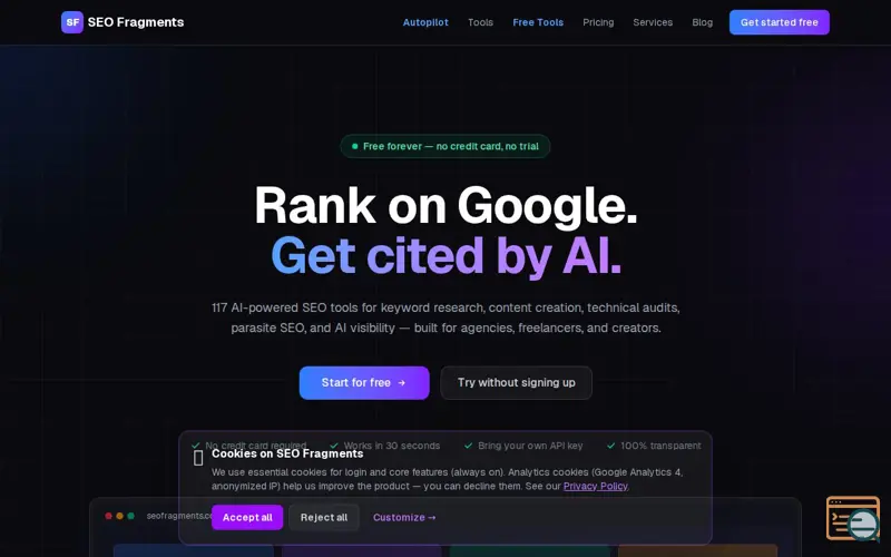 Screenshot of SEO Fragments: Rank & Get AI Citations