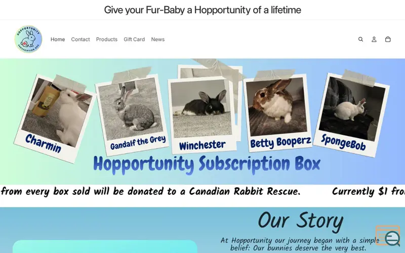Screenshot of Hopportunity Subscription Box 