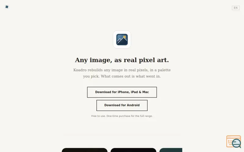 Screenshot of Koadro, a launch using TikTok Domain Verification