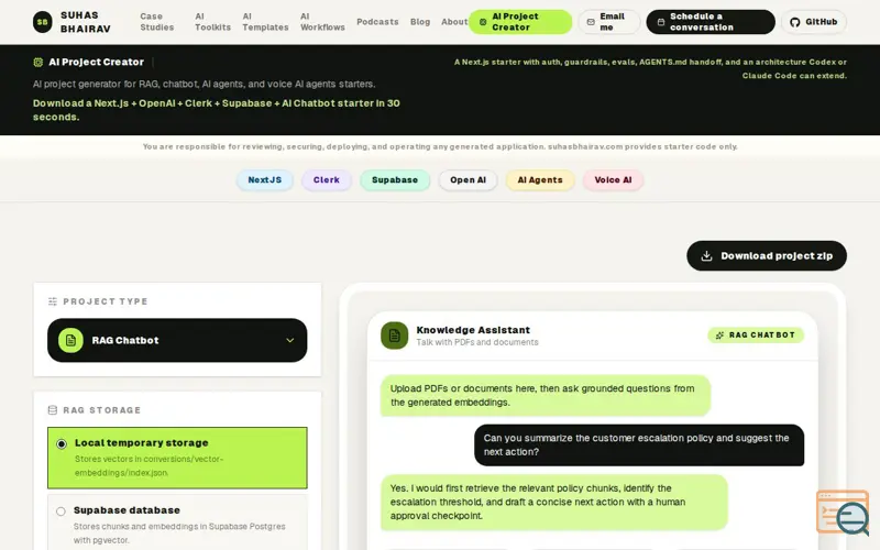 Screenshot of AI Project Creator