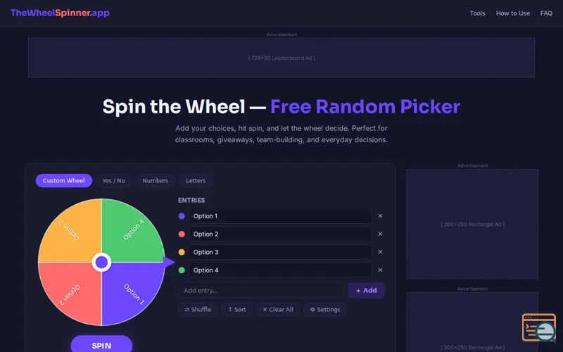 Screenshot of Spin the Wheel