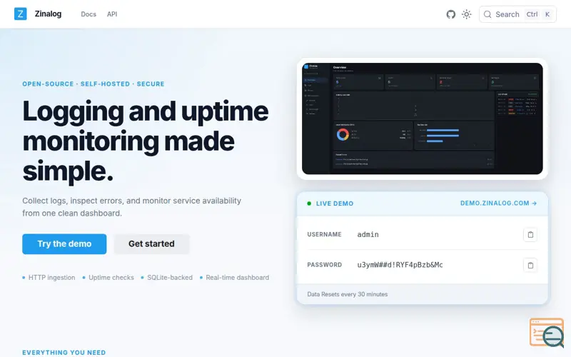 Screenshot of ZinaLog