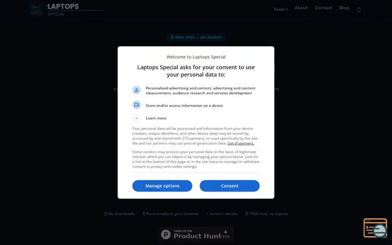 Screenshot of Laptops Special