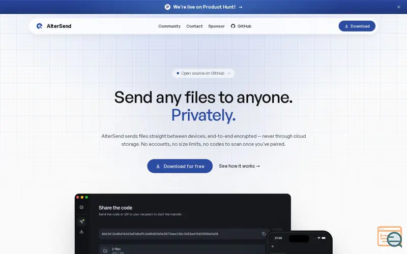 Screenshot of Altersend
