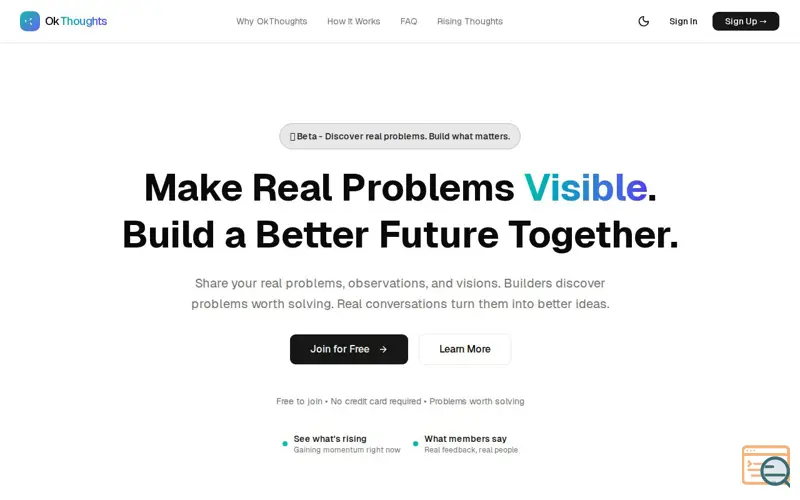 Screenshot of OkThoughts