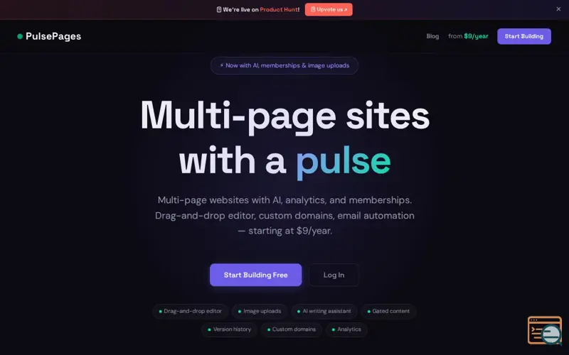 Screenshot of PulsePages