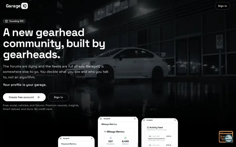 Screenshot of GarageIQ