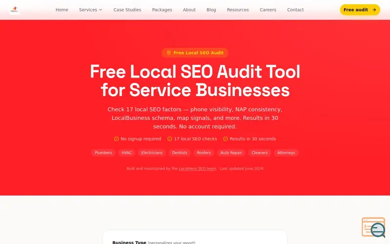 Screenshot of LocalHero