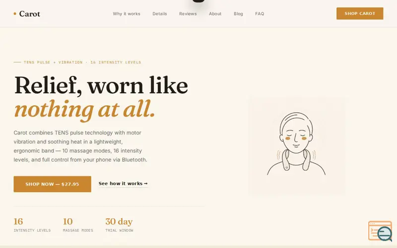 Screenshot of Carot, a launch using Pinterest