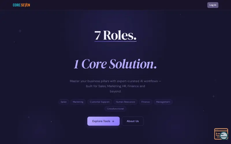 Screenshot of CoreSeven, a launch using Softr