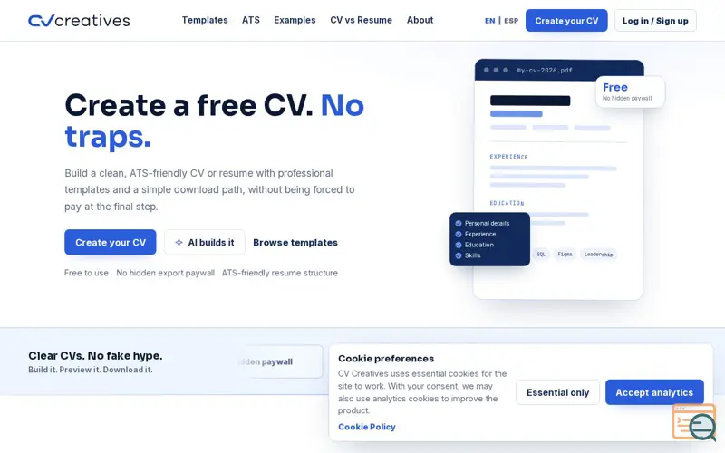 Screenshot of CV Creatives