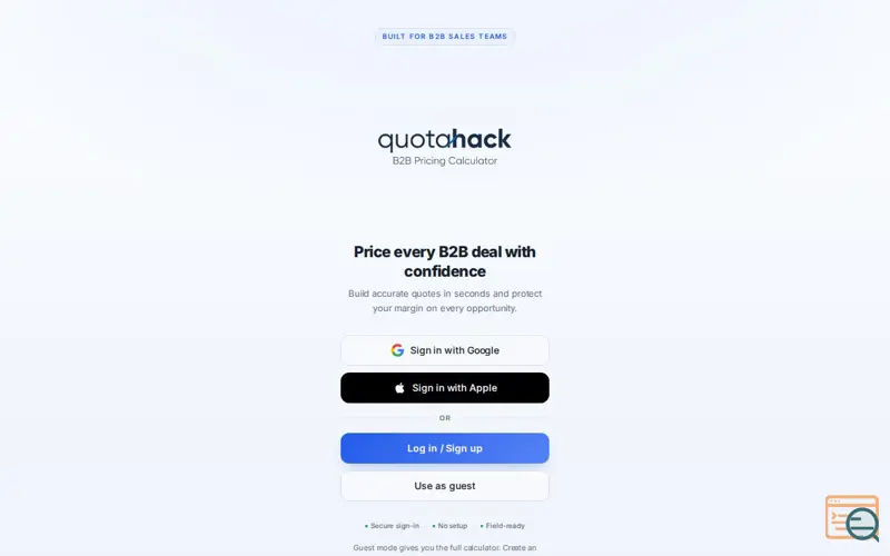 Screenshot of Quotahack Pricing Calculator