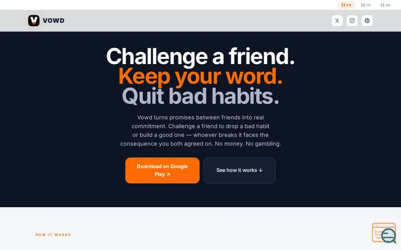 Screenshot of Vowd — Challenge Friends to Build Better Habits | Say it. Mean it.